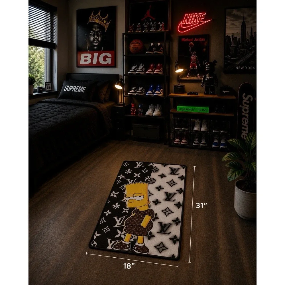 Designer Style Monogram Accent Rug Streetwear Hype Room Decor Carpet Wall Art
